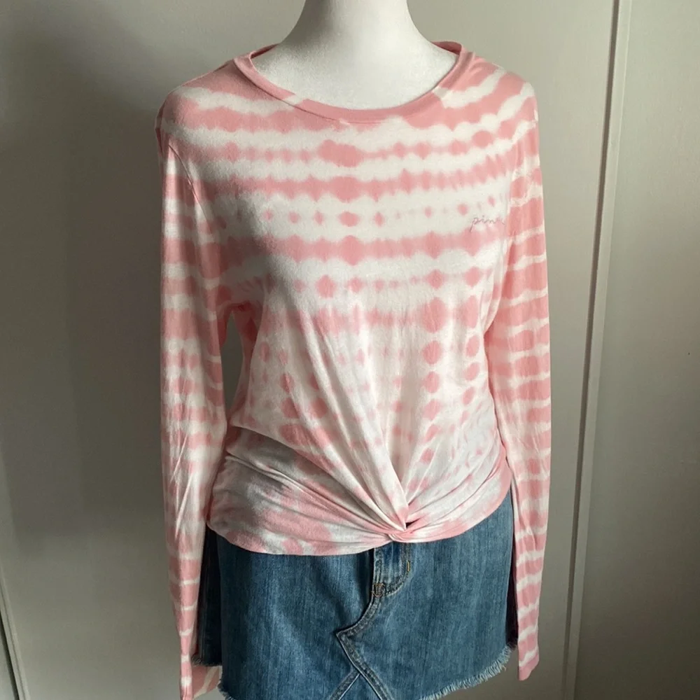 VS PINK NWOT GIRLFRIEND TWIST FRONT TIE DYE LONG SLEEVE CROPPED TEE - Picture 10 of 10